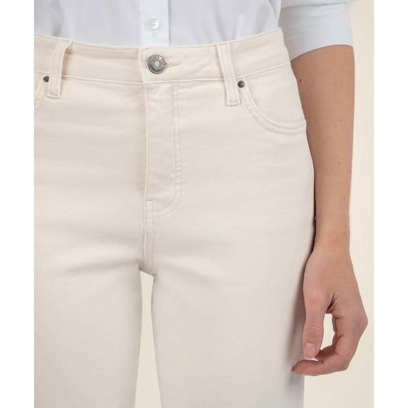 NEW KUT FROM THE KLOTH reese high rise fab ab ankle straight raw hem in ecru - Picture 3 of 4